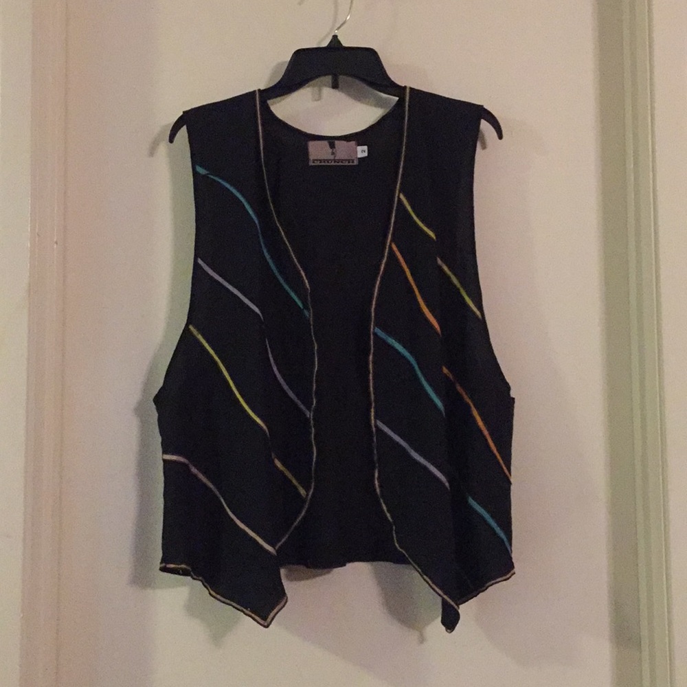 Diagonal Striped Black Vest